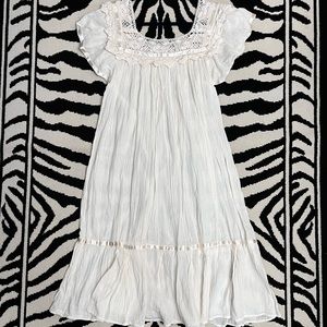 Boho Gauzy m Crochet Cotton Ivory MIDI Dress Size Medium